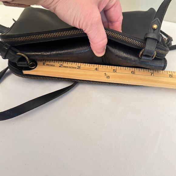 Madewell Black Leather Twin Zip Pouch Snap Bottom Crossbody Bag w/Mirror Preppy - Picture 16 of 16